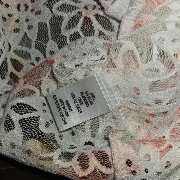 Medium Floral Lace Cami Sheer Mesh Y2k 90s Crop Top Vintage Fairycore 2000s Cute - Picture 2 of 8